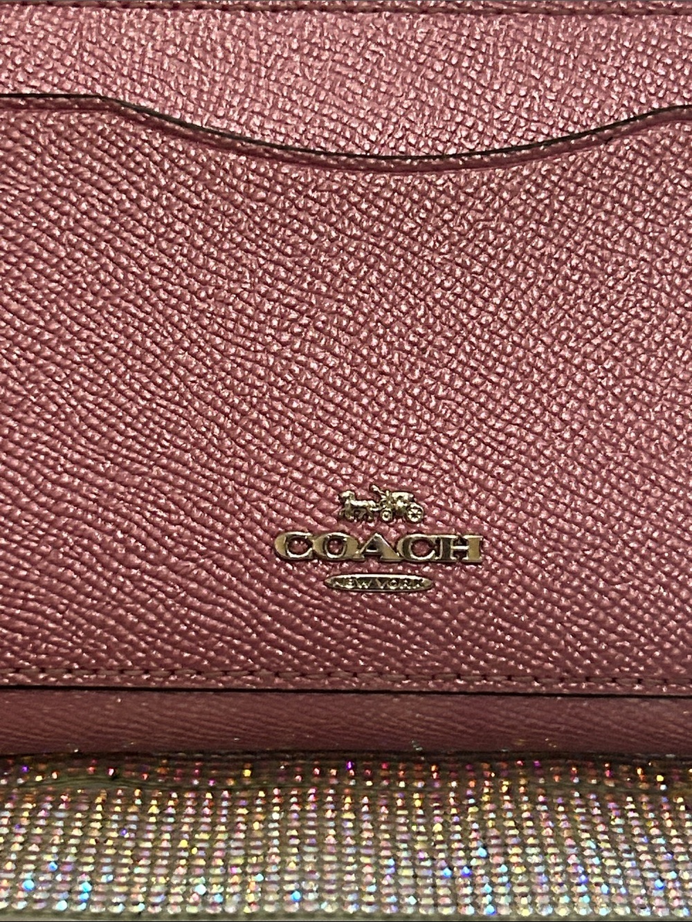 COACH Accordion Zip Wallet in Metallic Pink with Front Pocket - Picture 3 of 12
